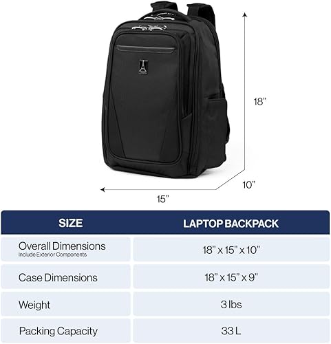 Miniatura 2 de Travelpro Maxlite - Mochila ligera para laptop, apta para laptops de 15" y tabletas de 11", resistente al agua, de 18 pulgadas — Negra