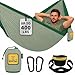 Wise Owl Outfitters Camping Hammock - Camping Essentials, Portable Hammock w/Tree Straps Up to 400lbs, Hammock for Outside, Hiking, and Travel - Single, Sage & Dark Green