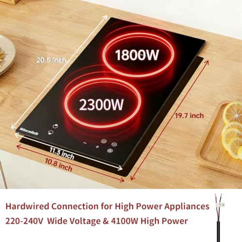 Image of 2 Burners Induction Cooktop, 12 Inch Induction Stovetop 220-240V | Built-in Double Burners Countertop, Power Levels, Child Safety Lock,Timer, RV, Apartment, Compact Kitchen