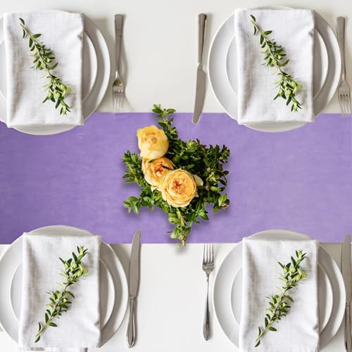 YUNSHANGHE Vlies Tischläufer, 30 cm x 25 m Tischdeko Tischläufer, Dekoratives Tischband für Taufe, Kommunion, Geburtstage, Hochzeiten und Party (Lila)