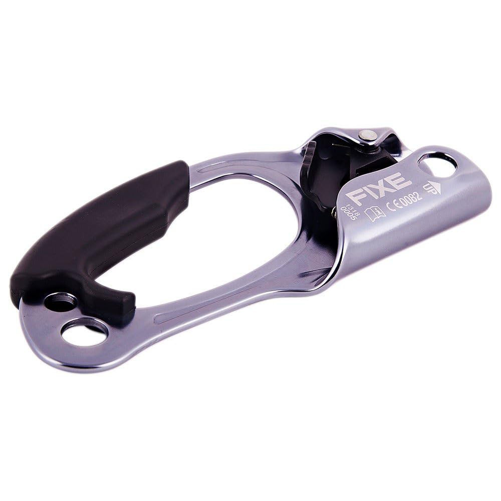 FIXE - Puño Bloqueador Escalada ASCENDER CAPITAN - Autoseguro - Mano Izquierda - Empuñadura de goma y Aluminio Gris- Para cuerdas de 8 a 12 mm