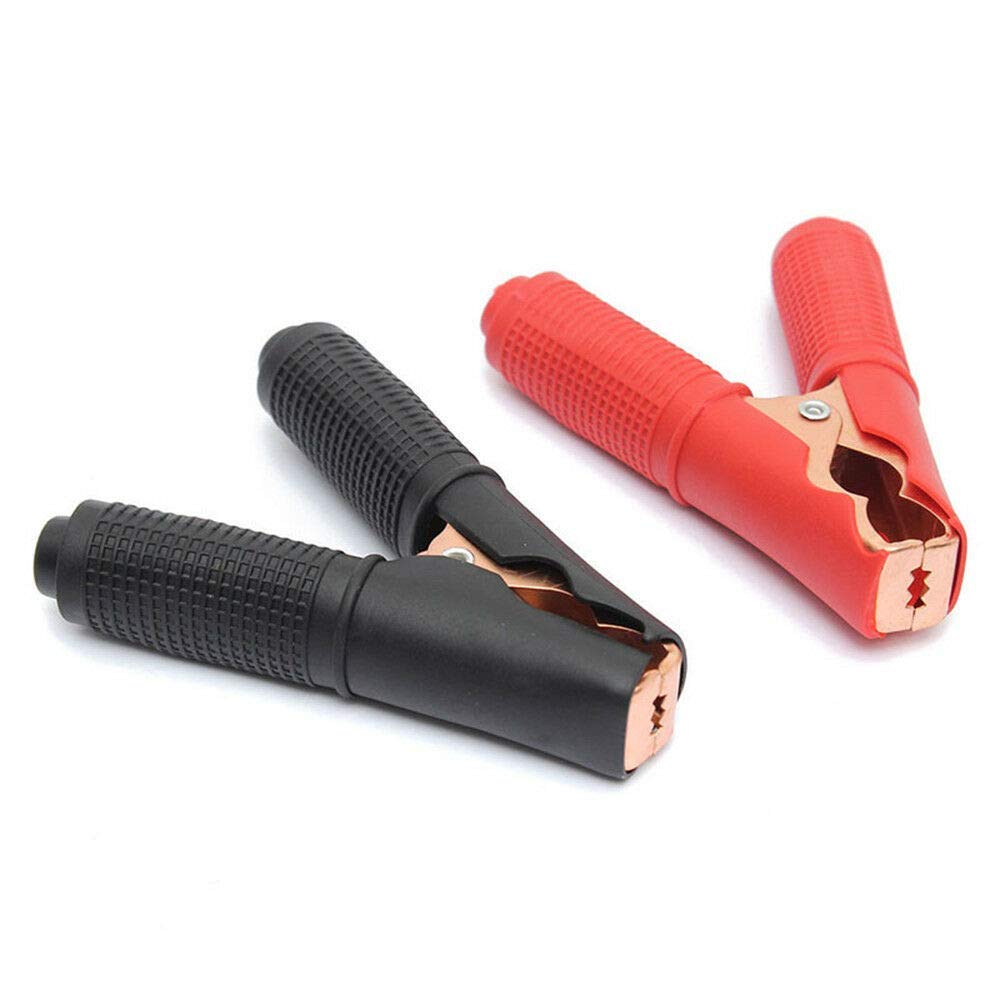 QWORK® Pinze A Coccodrillo 100-500A In Rame Puro Per Auto E Camion, Rosso + Nero - 2