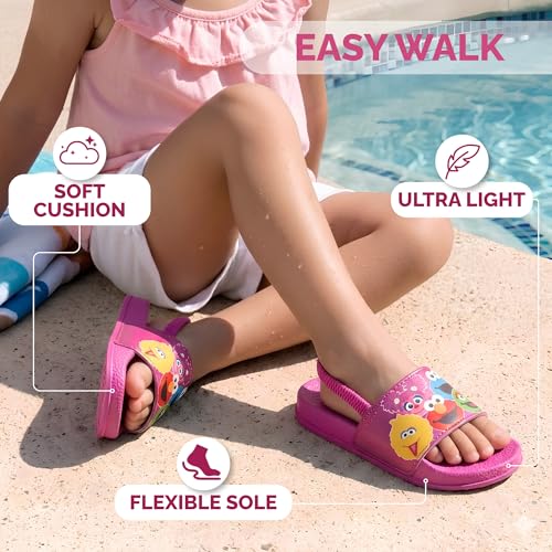 Image of Disney Minnie Mickey Encanto Lightning McQueen Lilo n Stich Sesame Street Little Mermaid Moana Slides Backstrap Slip-On Beach Sandals (Infant /Toddler /Little Kid)
