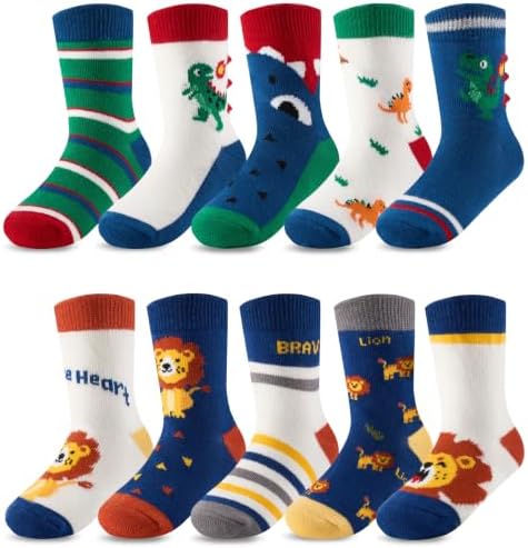 SockWaddles Kinder Socken Jungen und Mädchen, 10 Paar Baumwollsocken | 82 % Baumwolle, verstärkte Zehen und Fersen, atmungsaktiver Komfort für Schule, Sport und Freizeit, Geschenkb