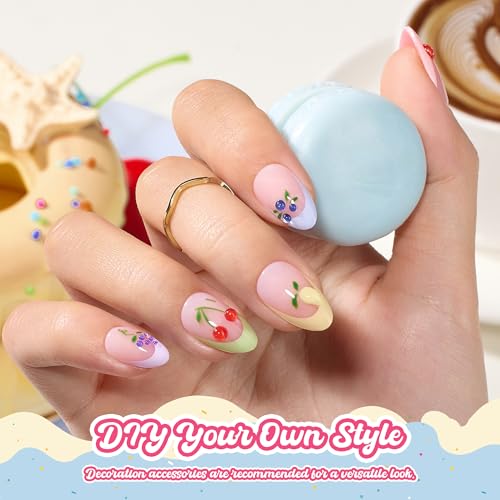 Image of Beetles French Tips Press On Nails, Pastel Nails Short Almond 6 Colors 192 Pcs,Colorful Fake Nail Tips, Pink Blue Green Soft Gel Nails False Nails Art DIY For Women