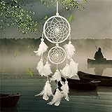 Buytra Dream Catcher Handmade Circular Net with Feathers for Wall Car Hanging Decoration Ornament Craft Gift, White