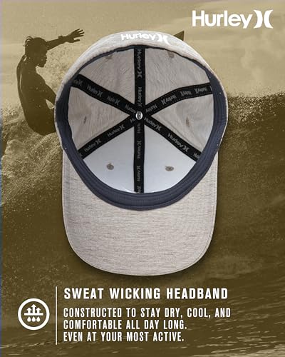 Image of Hurley Mens Baseball Cap - Moisture Wicking Curved Brim Flexfit Fitted Hats for Men with H2O-Dri Sweatband (Sizes: S-XL)