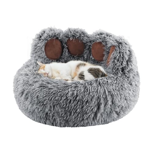 Luvore Cuccia per Gatti e Cani da Interno 50cm, Cuscino a Ciambella Peloso per Gatti e Cani, lavabile, con fondo antiscivolo