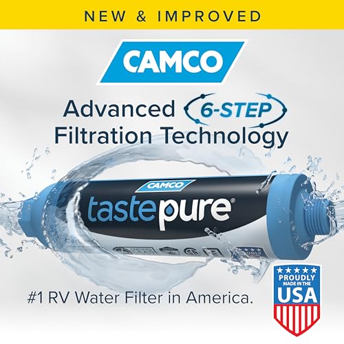 Camco Tastepure Camper/RV Water Filter - Inline Water Filter Reduces Bad Taste, Odor, Chlorine & Sediment - Ideal for RVs, Campers, Travel Trailers, Boats - Made in the USA - 4-Pack (40042)