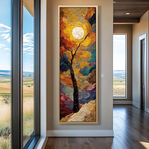 XINBAO Quadro su tela alto e sottile, dipinto lungo e stretto, arte verticale da parete, stampa su tela incorniciata per uffici, corridoi o stanze (50x150 cm/senza cornice)