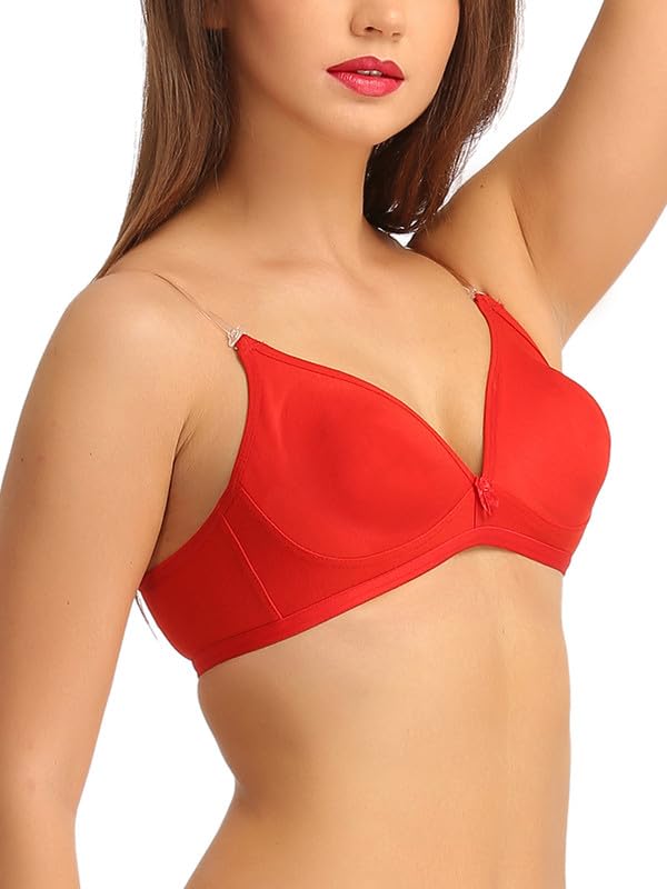 Image of Clovia Women's Cotton Rich Solid Non-Padded Full Cup Wire Free T-Shirt Bra - Dark Blue