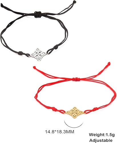 Miniatura 6 de unift Pulsera para mujer con nudo de bruja celta, pulsera mágica en capas de acero inoxidable, pulsera mística de doble cuerda, joyería celta, Sin