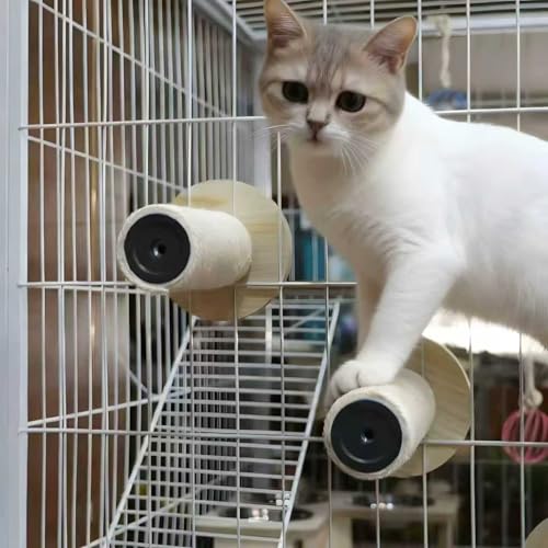 2〜6点セットの猫ケージステップと遊び心のある猫の爪とぎポスト、猫ケージステップセット、ケージのインテリアに最適、天然サイザル麻製、滑り止め表面、長さ15cm、猫の爪とぎボード、階段、猫のステップ、麻ロープ、麻ロープ、猫のサポートステップ、ケージアクセサリ