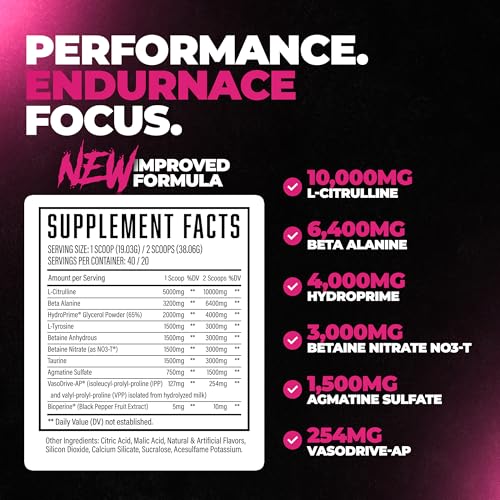 Image of Pump Serum Non Stim Pre-Workout - Fully Loaded Stimulant Free Pre Workout for Extreme Pumps, Vascularity & Muscle Fullness, with L-Citrulline, HydroPrime & Nitrates, Cherry Blast, 40 Servings