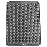 SOQKEEN Alfombrilla Escurreplatos de Silicona, 40×30cm escurreplatos silicona, Alfombrilla escurreplatos plegable, antideslizante, resistencia a altas temperaturas, Alfombrilla para secar Platos, Gris