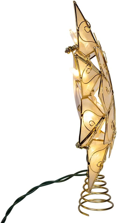 Kurt Adler 10 Lights LED Capiz with Scroll Accents Star Treetop