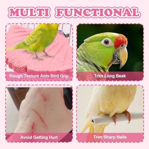 Image of 3 Pack Bird Beak Grinding Stone, Leaf Shape Birds Lava Ledge, Bird Cage Accessories Stand Platform for Budgies, Parakeets, Cockatiels, Conures