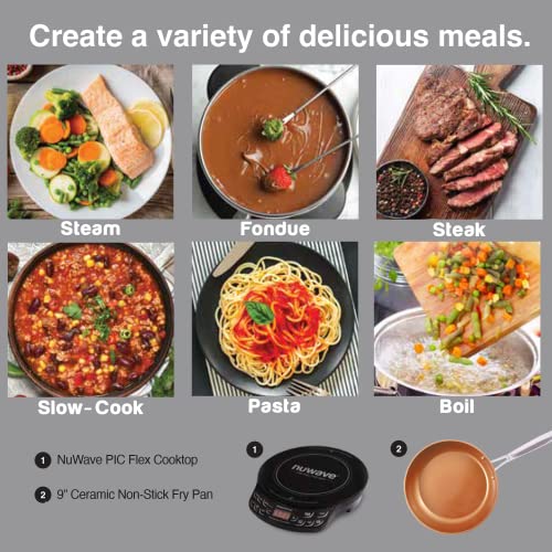 Nuwave Pic Flex Compact, Portable, Powerful Induction Cooktop With 9-Inch Duralon Healthy Ceramic Non-Stick Fry Pan #TOP3