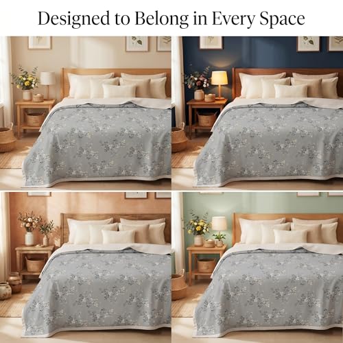Image of BSB HOME 280 GSM Reversible Dohar for Double Bed, Ultra Soft Microfiber AC Blanket, Lightweight All Season Blanket, Breathable, Skin Friendly, 85 x 88 Inches (216 x 224 cm) - Dove Grey