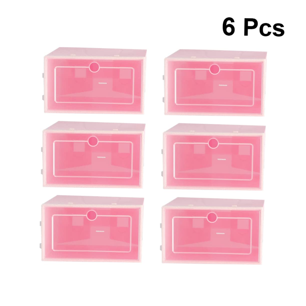 ABOOFAN Scatola Portascarpe Impilabile 6 Pezzi in Pp, Rosa, Trasparente
