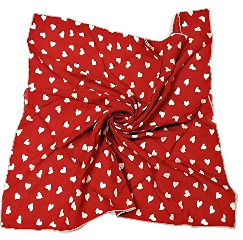 Shanlin Unisex Cotton Square Scarf Bandanas 22x22 inch (Hearts Red)