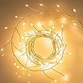 Minetom Fairy Lights Plug in, 10Feet 200 Led Cluster Lights Waterproof Firecracker Starry String Lights for Ceiling Bedroom Wreath Window Wedding Christmas Tree Decoration, Warm White (No Remote)