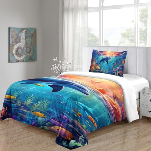 Parure de lit dauphin en microfibre douce avec fermeture éclair invisible