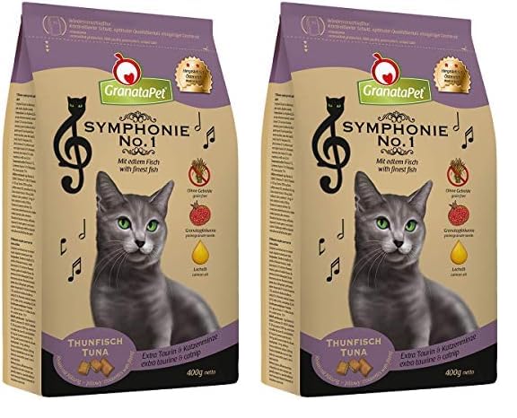 GranataPet Symphonie No. 1 Thunfisch, Trockenfutter für Katzen, Alleinfuttermittel ohne Getreide & Zuckerzusätze, schmackhaftes Katzenfutter mit edlem Fisch, 300 g (Packung mit 2)