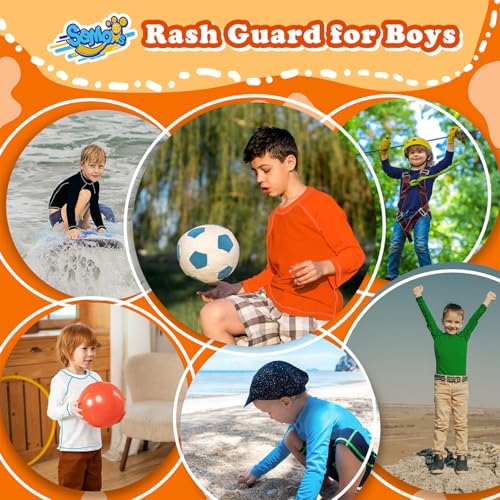 Image of Boys' Rash Guard Long Sleeve UPF 50 Sun Shirts for Toddler Kids Youth Water Swimming Rashguard
