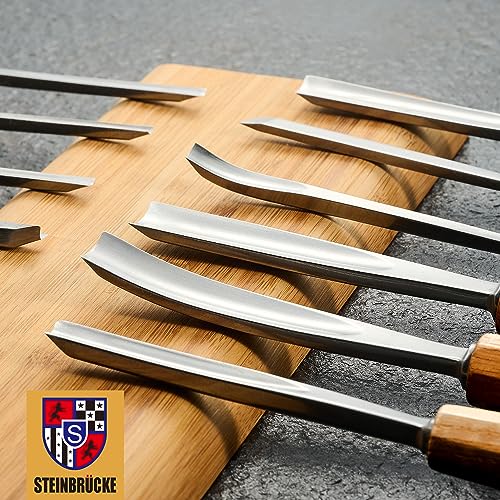 Wood Carving Kit, Wood Carving Tools Set of 12 Chisels and Wood Mallet with Canvas Case Gouges, Wood Whittling Kinves Kit, Wood Carving Knife Set, Woodworking Chisel Set for Beginners, Professionals - Image 3