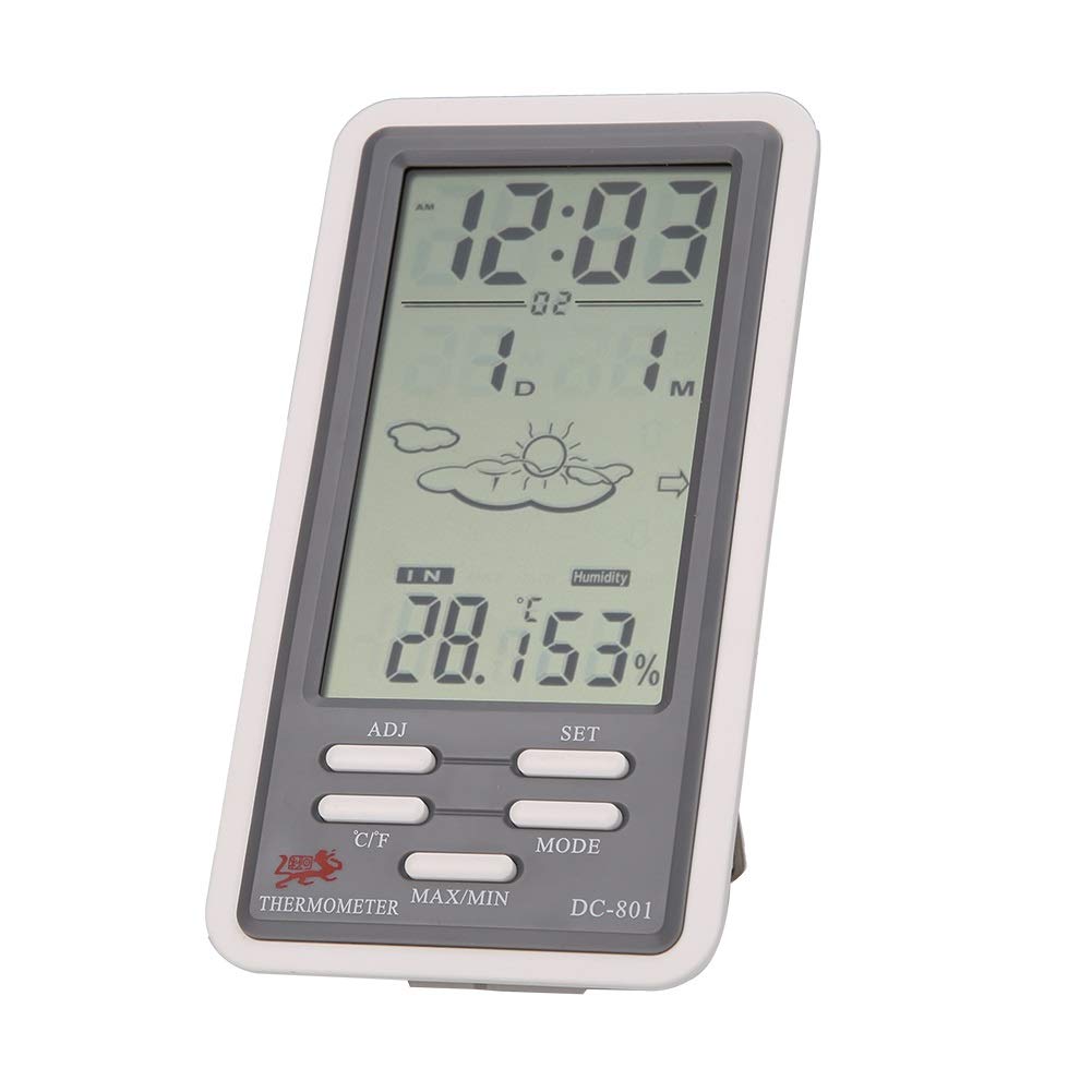 PNAWLLCF-65 DC801 duży cyfrowy cyfrowy termometr temperatury wewnątrz/na zewnątrz higrometr miernik wilgotności zegar
