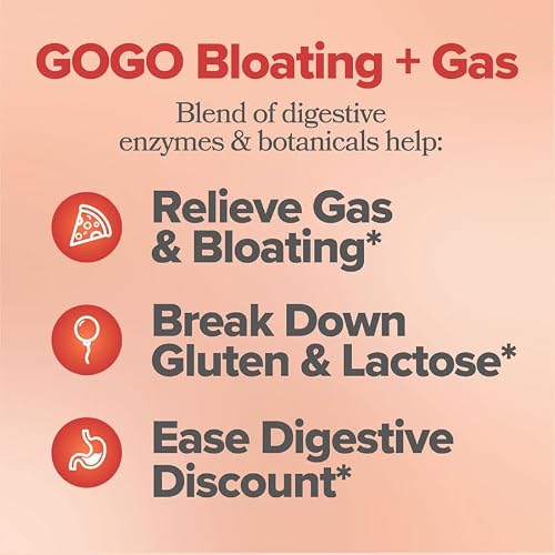 GOGO Bloating & Gas Digestive Relief, 30 Servings (Pack of 3) - Supplements with Digestive Enzymes, Bromelain, Ginger Root, & Milk Thistle - Supports Bloating Relief & Reduces Water Retention - Thumbnail 2