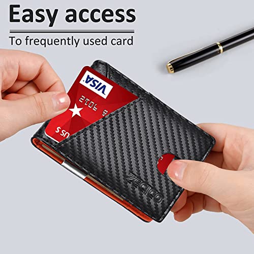 Mens Slim Wallet Money Clip: Bifold Leanther Wallets RFID Blocking Front Pocket Wallets Credit Card Holder with ID Window Gifts for Men4