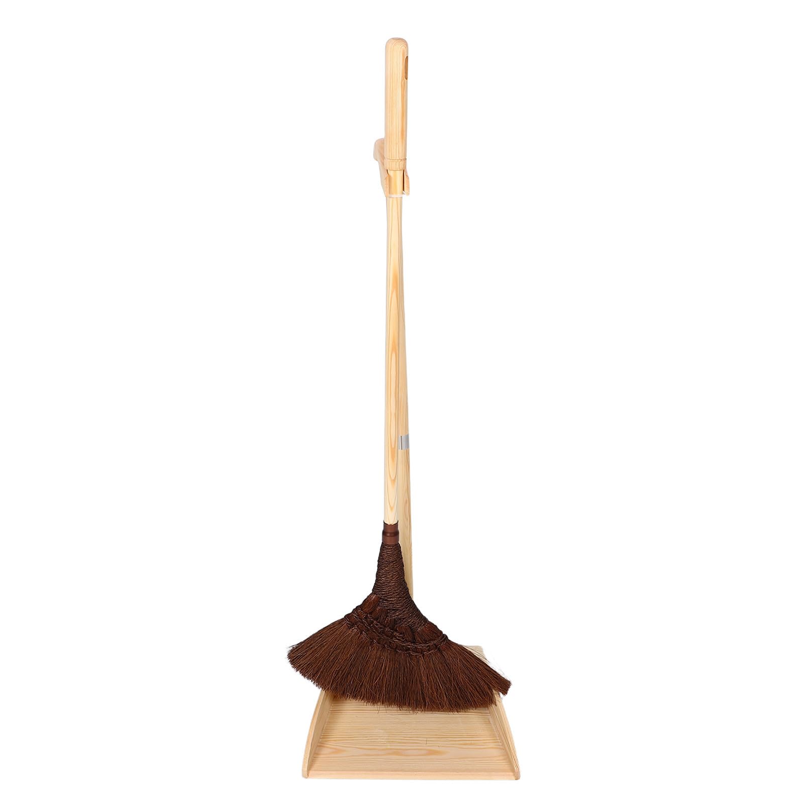 GALPADA Juego de Escoba y Recogedor de Madera y Palma Antistático para Limpieza en Hogar y Jardín Diseño Clásico Hecho a Mano