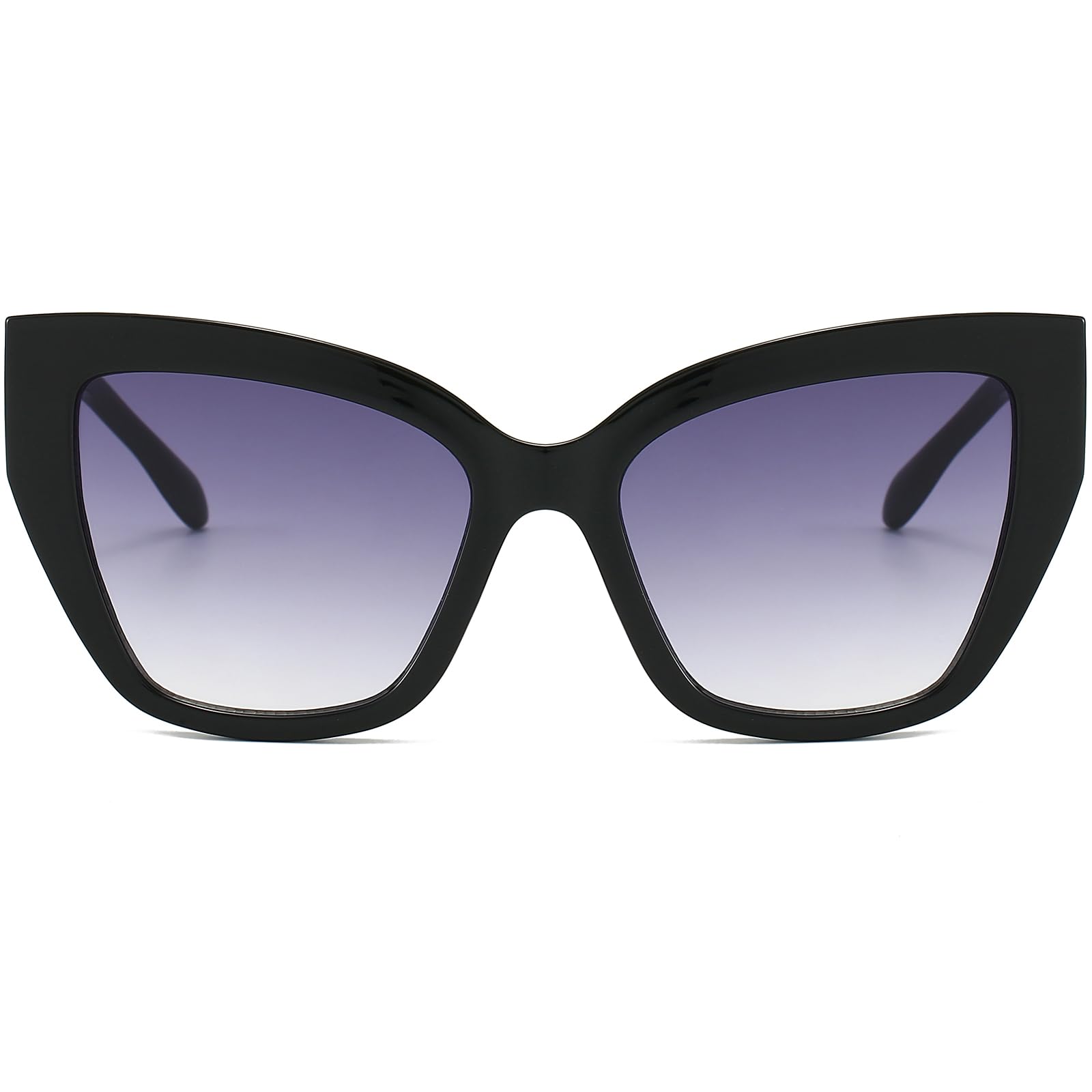BRMHDY Oversized Cat Eye Sunglasses for Women Fashion Big Cateye Frame Sunnies Trendy UV400 Black Shades