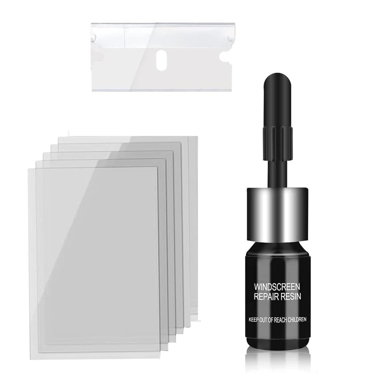 Windscreen Repair Resin Kit with Curing Film Strips and Scraper, for Car Windshield Crack and Chip Repair-image-40