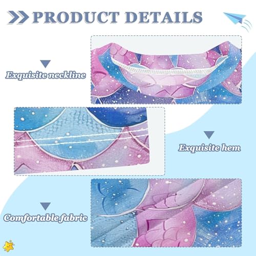 Glitter Blue Pink Mermaid Scales Kids Bathing Suits Girls Sun Protection Activewear Swimwear Beach Tops 3T3