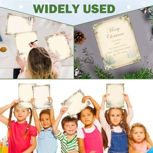 EggSun 100 Pcs Stationery Paper, Winter Computer Writing Paper,4 Design holiday event Border Letterhead for Invitations,Gifts,Holidays,Party Notes(8.5x11Inch) - Image 7