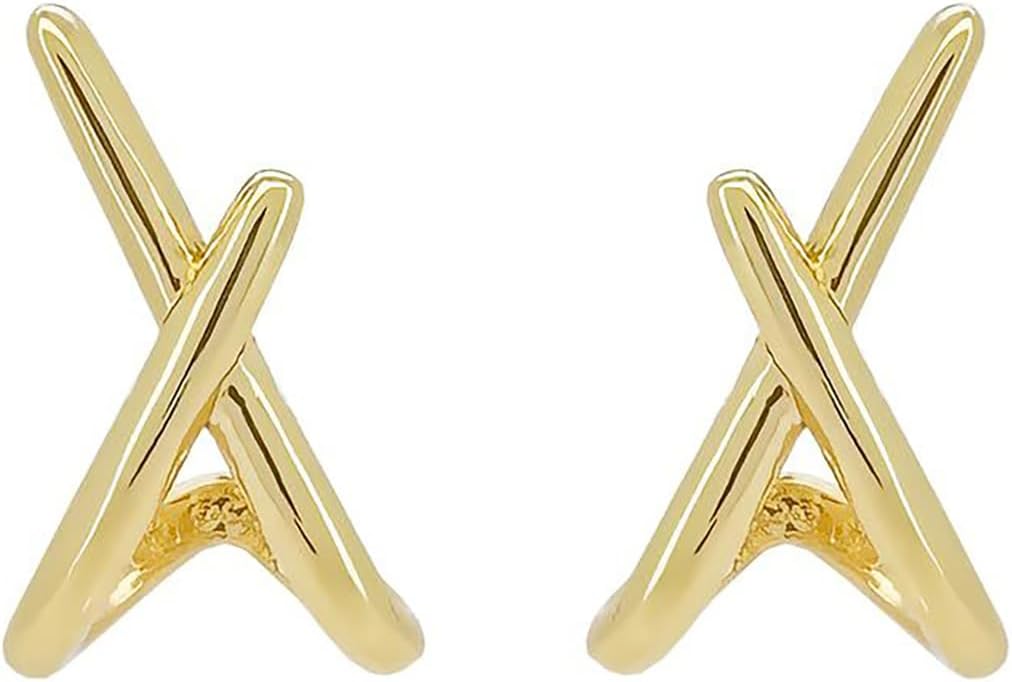 Gold Earrings for Women,Trendy14K Gold Plated X Stud Earrings,Minimalist Dainty Earrings for Women,Trendy Hypoallergenic Jewelry Gifts for Daily Wear & Special Occasions - Image 7