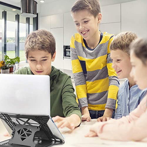 Novtech-Adjustable-Laptop-Stand-Riser-Ventilated-Portable-Foldable-Compatible-with-MacBook-Notebook-Tablet-Tray-Desk-Table-Book-with-Free-Mobile-Stand-Black