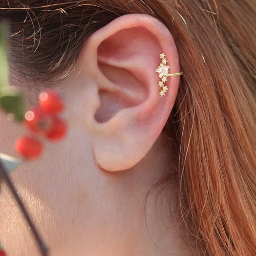 Star Gold Ear Cuff Earrings for Women Non Piercing, Dainty Gold/Sliver Clip on Cartilage Ear Cuff Non Pierced Trendy CZ Northstar Starburst Adjustable Sparkling Ear Cuffs Earring Jewelry3