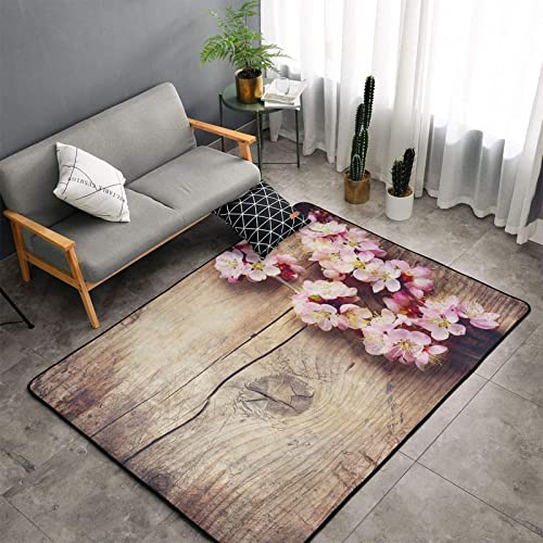 Tapis de chambre doux imprimé fleur de printemps lavable et résistant