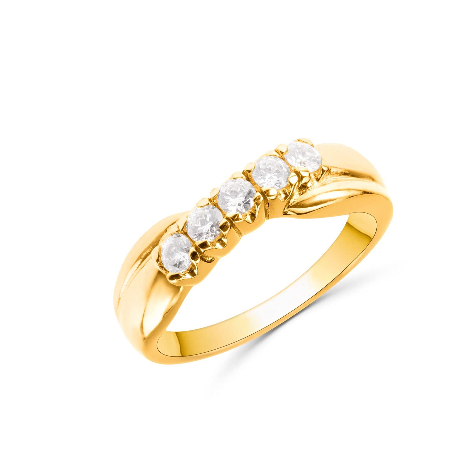 Riviera Kreuzring für Damen, 925er Silber, 18 Karat vergoldet, mit Zirkonia,