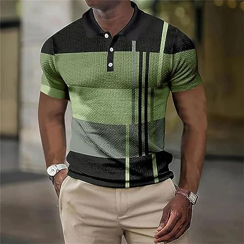 Domary Camisas polo masculinas com bloco de cores Camisas de manga curta com gola lapela e listras g