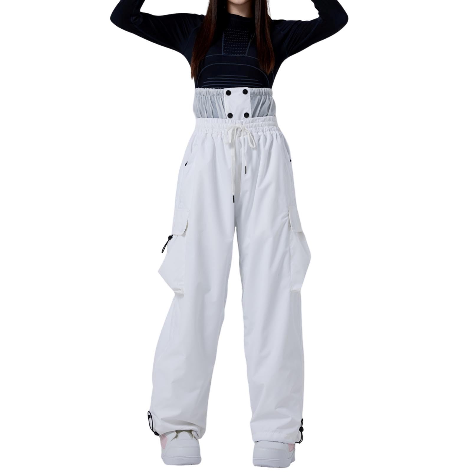 Pantalones de esquí para hombre y mujer, pantalones de snowboard anchos, multibolsillos, impermeable, cortavientos, transpirables, para correr, gimnasia, streetwear suave y cálido para