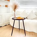 Small End Table, Outdoor Side Table, Indoor Accent Table Round Metal Coffee Table for Living Room Be