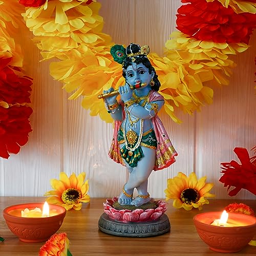 Estatua Lord Krishna Dios Hindú 8.3 pulg miniatura 3
