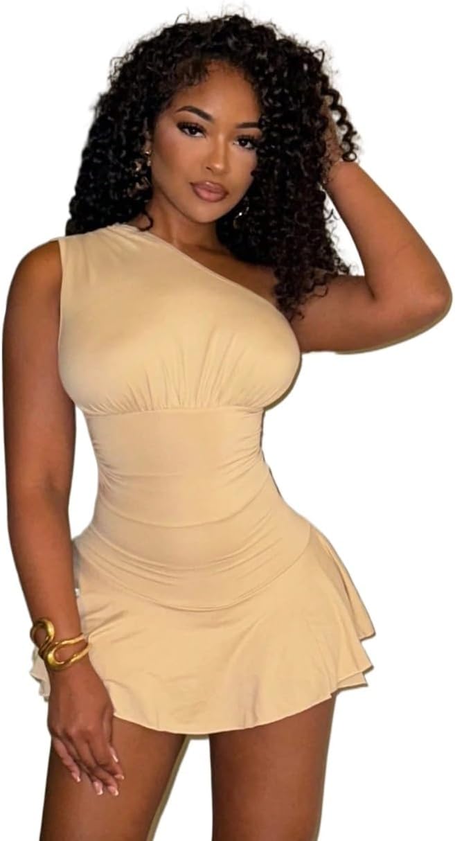 Rompers for Women Summer 2026 Asymmetrical Neck Ruffle Trimmed Jumpsuit