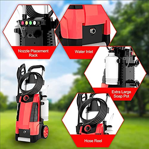 Suyncll Pressure Washer, 1.9GPM Electric Power Washer,1800W High Pressure Washer, Professional Washer Cleaner, with 4 Nozzles, Soap Bottle and Hose Reel, Best for Cleaning Cars,Driveways,Patios - Thumbnail 3