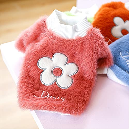 Pull petit chien contre le froid vêtement doux peluche fleur taille L - 5